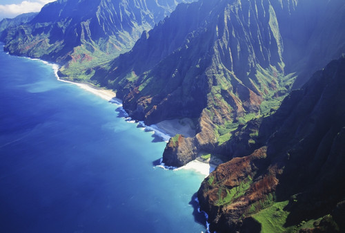 Hawaii, Kauai, Na Pali Coast, Aerial View Along Mountains. PosterPrint - Item # VARDPI1993947