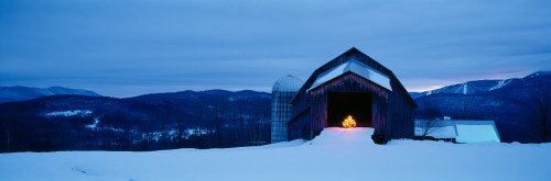 Barn in a snow covered field, Vermont, USA Poster Print - Item # VARPPI56318