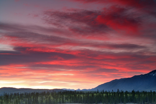 Sunset Over Mountains Along The Alaska Highway Outside Whitehorse, Yukon PosterPrint - Item # VARDPI2041979