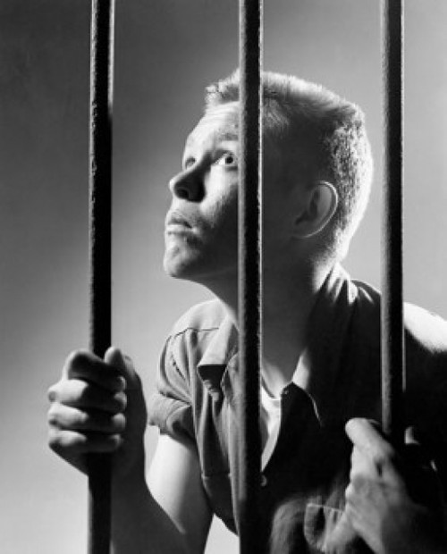 Male prisoner holding prison bars in a prison cell Poster Print - Item # VARSAL2557188
