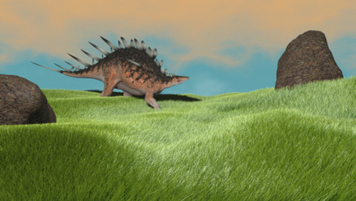 Kentrosaurus walking across prehistoric grasslands Poster Print - Item # VARPSTKVA600474P