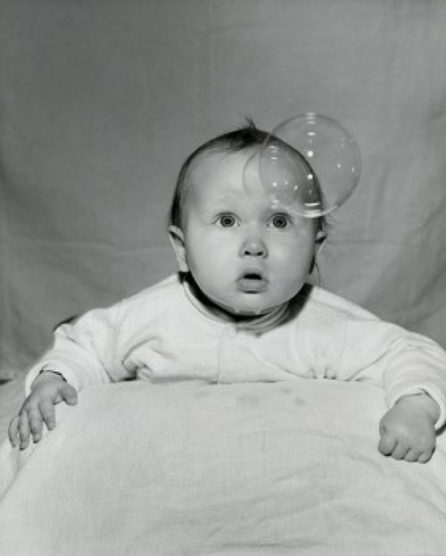 Close-up of a baby boy looking at a bubble Poster Print - Item # VARSAL2559365