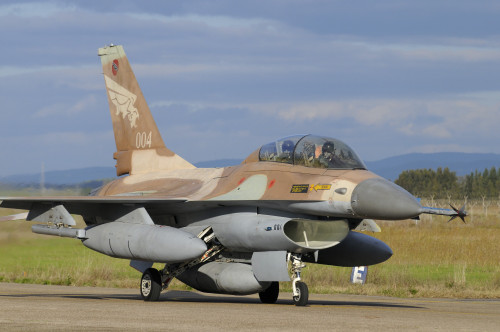 F-16B Netz from the Israeli Air Force at Decimomannu Air Base, Italy, during exercise Starex 2010 Poster Print - Item # VARPSTRCN100195M