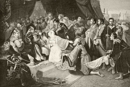 Queen Philippa Interceding With Her Husband Edward Iii To Spare The Lives Of The Burghers Of Calais. From The National And Domestic History Of England By William Aubrey Published London Circa 1890 PosterPrint - Item # VARDPI1855730