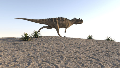 Ceratosaurus running across a barren landscape Poster Print - Item # VARPSTKVA600487P