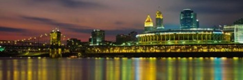 Cincinnati Buildings at Night  Ohio Poster Print by Panoramic Images (37 x 12) - Item # PPI32170