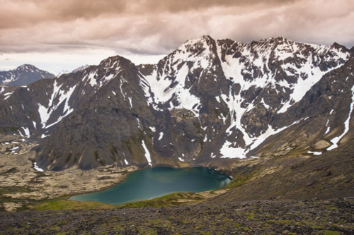 Scenic view of Skip Lake and valley from Ship Pass in the Chugach State Park near Anchorage, Southcentral Alaska, summer   PosterPrint - Item # VARDPI12305281