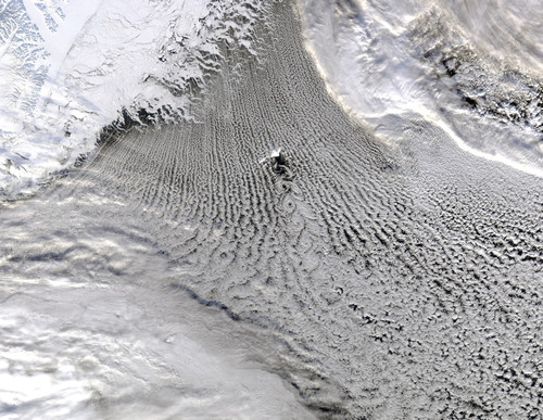 February 24, 2009 - Cloud vortices off Jan Mayen Island, Greenland Sea. Poster Print - Item # VARPSTSTK202550S