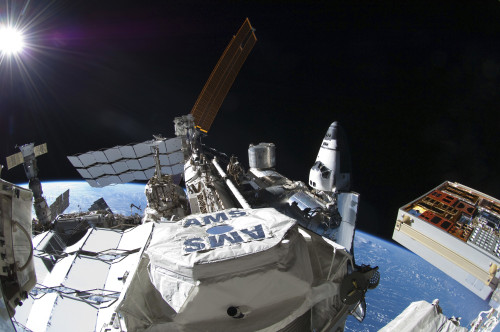 Space shuttle Atlantis docked to the International Space Station Poster Print - Item # VARPSTSTK204542S