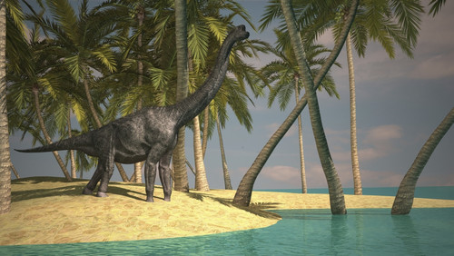 Large Brachiosaurus grazing at the water's edge Poster Print - Item # VARPSTKVA600007P