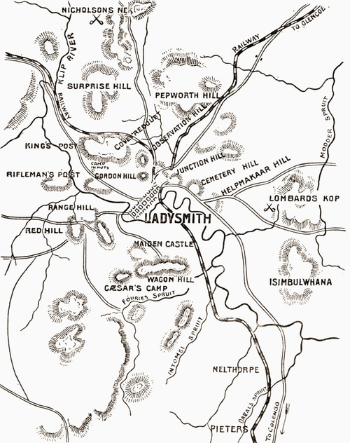 Map Of Ladysmith And Surrounding Heights Circa. 1900. From The Book South Africa And The Transvaal War By Louis Creswicke, Published 1900 PosterPrint - Item # VARDPI1873042