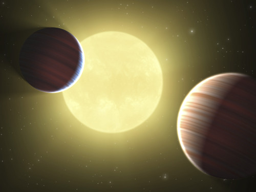 Artist's concept illustrating the two Saturn-sized planets discovered by the Kepler mission Poster Print - Item # VARPSTSTK203419S