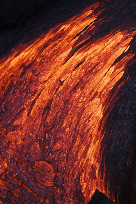 Hawaii, Big Island, Hawaii Volcanoes National Park, Kilauea Volcano, Detail Of Molten Pahoehoe Lava Flowing Downward. PosterPrint - Item # VARDPI1980882
