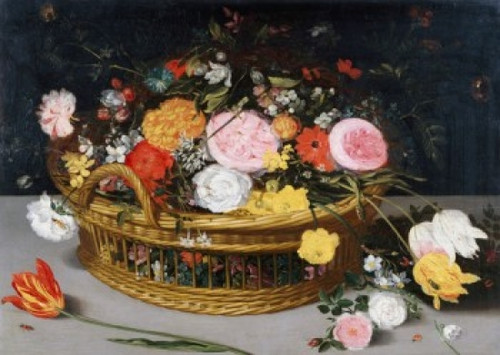 Roses  Tulips  and other Flowers in a Wicker Basket  Jan Bruegel the Elder Poster Print - Item # VARSAL900137123