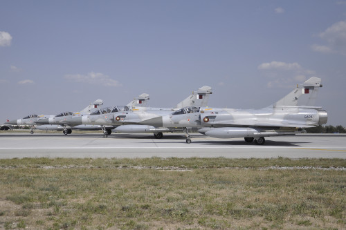 A group of Dassault Mirage 2000-5EDA/DDA of the Qatar Emiri Air Force, ready for take-off at Konya Air Base, Turkey, during Exercise Anatolian Eagle 2014 Poster Print - Item # VARPSTGRC100063M