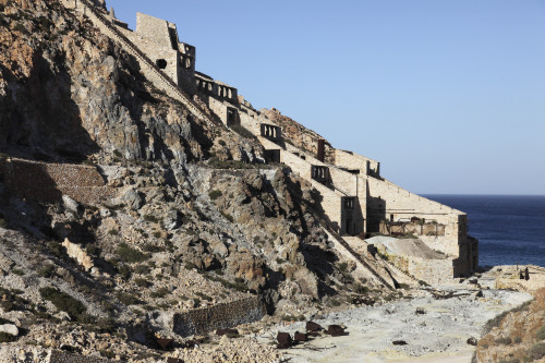 Abandoned Sulfur processing facility with powered incline at historic Paliorema sulfur mine, Milos, Greece Poster Print - Item # VARPSTRRS300443S