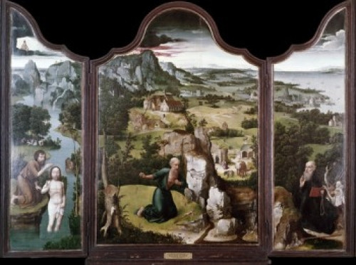 Saint Jerome with Saint John the Baptist and Saint Anthony Abbot by Joachim Patinir  1485-1524 Poster Print - Item # VARSAL2601051