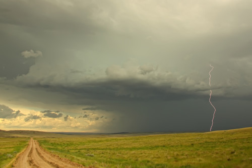 Digitally Enhanced Image With Painterly Effect Of Lightning Striking In Grasslands National Park, Saskatchewan PosterPrint - Item # VARDPI2046227