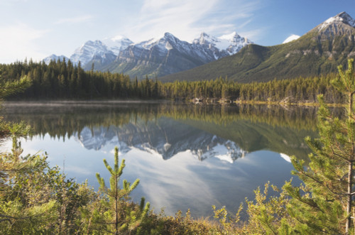 Banff National Park, Alberta, Canada; Mountains Reflected In A Lake In Late Summer PosterPrint - Item # VARDPI1866729