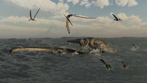 Tylosaurus attacks a Styxosaurus in Cetaceous waters Poster Print - Item # VARPSTADR600047P