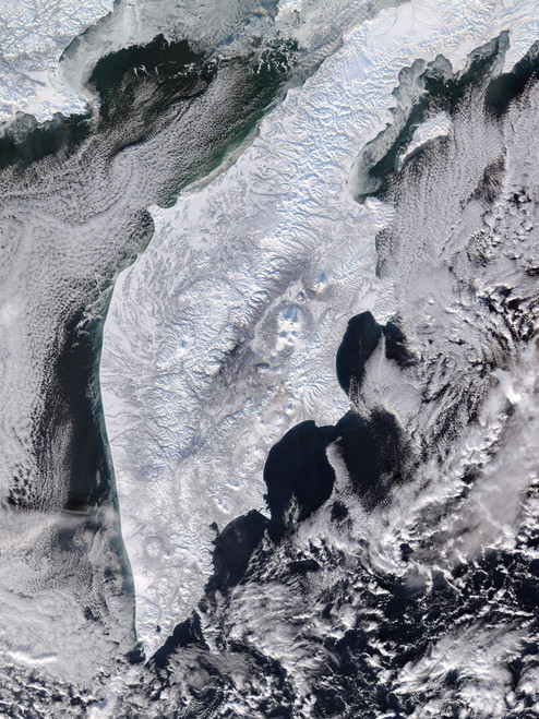 Satellite view of Kamchatka Peninsula, Eastern Russia Poster Print - Item # VARPSTSTK204000S