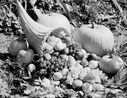 Cornucopia with fruits and vegetables Poster Print