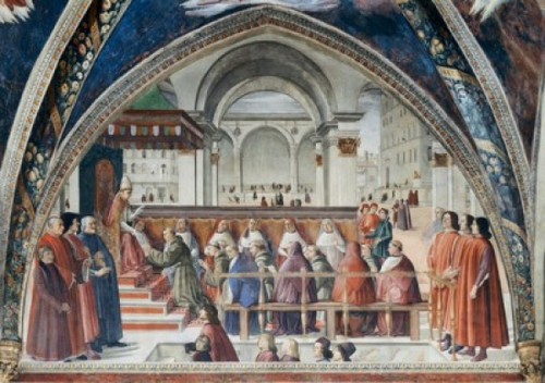 Confirmation of the Order of Saint Francis   Domenico Ghirlandaio  Sassetti Chapel  Santa Trinita  Florence  Italy Poster Print - Item # VARSAL263669