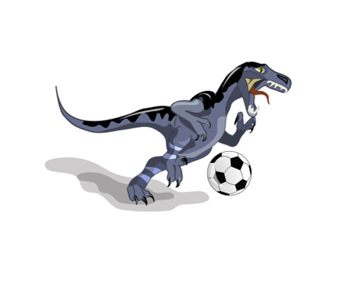 Illustration of a Raptor dinosaur playing soccer Poster Print - Item # VARPSTSTK600112P