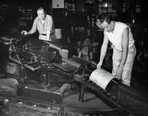 Two male workers working in a printing press Poster Print - Item # VARSAL25539050