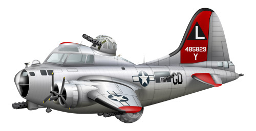 Cartoon illustration of a Boeing B-17 Flying Fortress Poster Print - Item # VARPSTCSB300022M