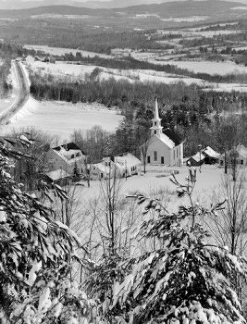 USA  New Hampshire  Lancaster  Winter landscape with church Poster Print - Item # VARSAL255420501