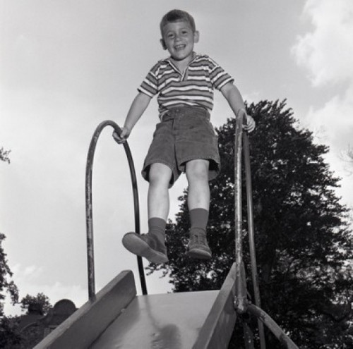 Boy on slide Poster Print - Item # VARSAL255420827