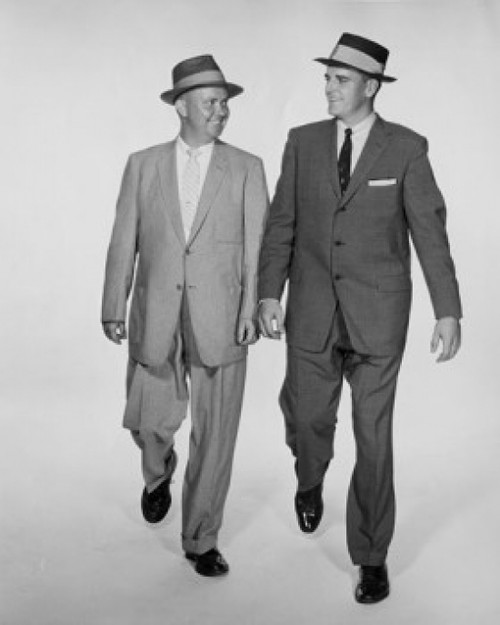 Two businessmen walking side by side Poster Print - Item # VARSAL25547991