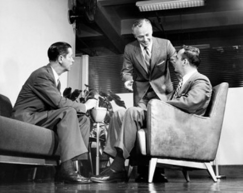 Low angle view of three businessmen talking Poster Print - Item # VARSAL25523961