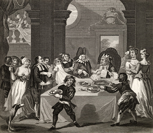 Sancho At The Feast Starved By His Physician From The Works Of Hogarth Published London 1833 PosterPrint - Item # VARDPI1862194