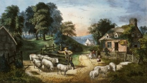 Roadside Cottage   Currier and Ives   Color Lithograph  Library of Congress  Washington  D.C.  Poster Print - Item # VARSAL9001265