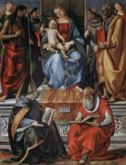 Madonna with Child among Saints   1491  Luca Signorelli   Oil and Tempera on Board Pinacoteca  Volterra  Italy Poster Print - Item # VARSAL263584