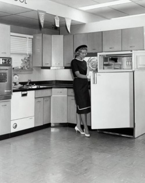 Young woman looking at refrigerators in a store Poster Print - Item # VARSAL255392
