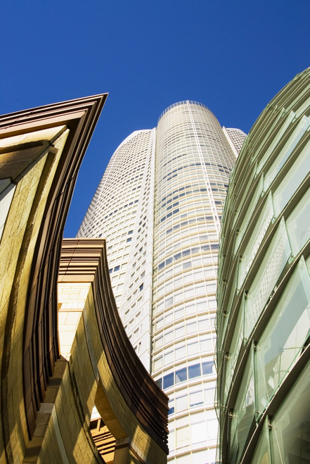 Japan, Roppongi Hills ; Tokyo, Upward View Of Mori Tower Framed By Glass And Stone Of Lower Structures PosterPrint - Item # VARDPI1976650