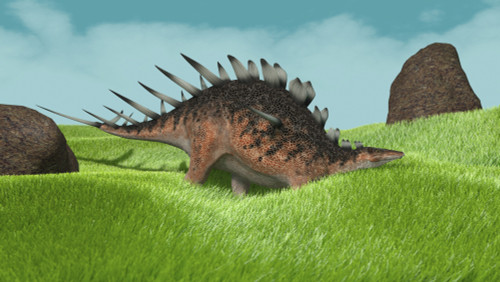 Kentrosaurus walking across prehistoric grasslands Poster Print - Item # VARPSTKVA600476P