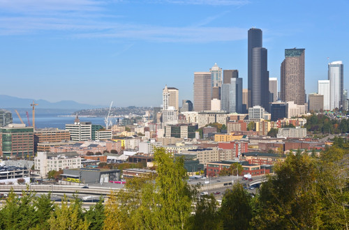 Elevated view of cityscape, Seattle, Washington State, USA Poster Print - Item # VARPPI169672