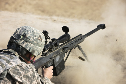 A U.S. Army soldier fires a Barrett M82A1 rifle on a range, Kunduz, Afghanistan Poster Print - Item # VARPSTTMO100420M A U.S. Army soldier fires a Barrett M82A1 rifle on a range, Kunduz, Afghanistan Poster Print - Item # VARPSTTMO100420M