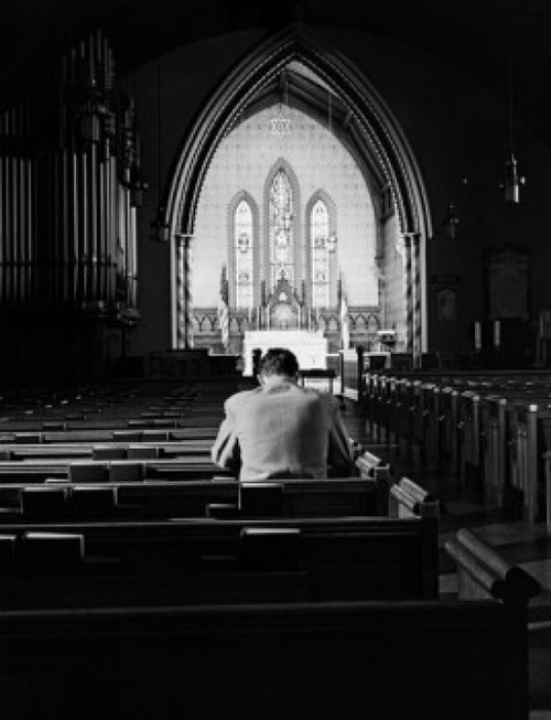 USA  New York State  New York City  Trinity Church  Man alone in pew Poster Print - Item # VARSAL255423277