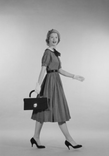 Young woman carrying suitcase Poster Print - Item # VARSAL255421299