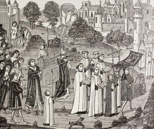 Count Renier Bearing The Body Of Saint Veronica To St. Waudru Church In Mons. After A 15Th Century Miniature. From Military And Religious Life In The Middle Ages By Paul Lacroix Published London Circa 1880. PosterPrint - Item # VARDPI1958344