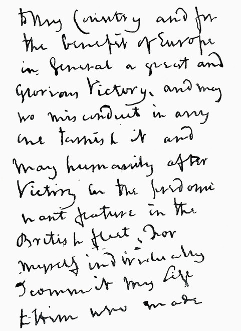 Part Of Letter Written By Admiral Horatio Nelson Just Before The Battle Of Trafalgar. From The Book Short History Of The English People By J.R. Green, Published London 1893 PosterPrint - Item # VARDPI1878021