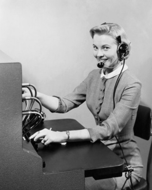 Portrait of female telephone operator operating switchboard Poster Print - Item # VARSAL25515846