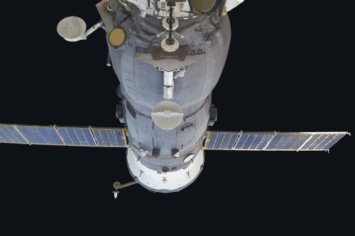 September 16, 2011 - A docked Russian Soyuz spacecraft backdropped by the blackness of space Poster Print - Item # VARPSTSTK204562S
