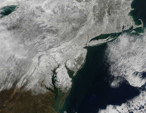 January 4, 2014 - Satellite view of snow in the northeastern United States Poster Print - Item # VARPSTSTK204332S