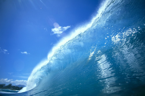 Large Glassy Wave With Sun Reflections, Blue Sky, Whitewash C1742 PosterPrint - Item # VARDPI1999672